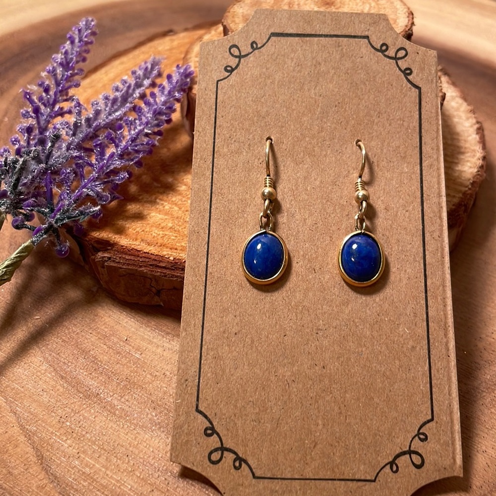 Women’s gold and lapis earrings